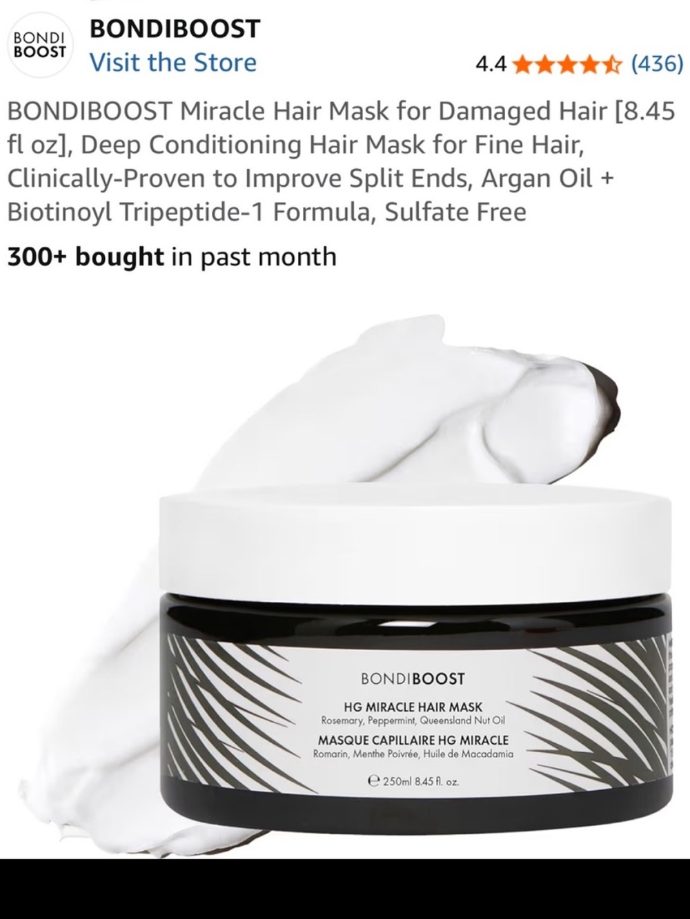 BondiBoost HG Miracle Hair Mask - White & Black Jar